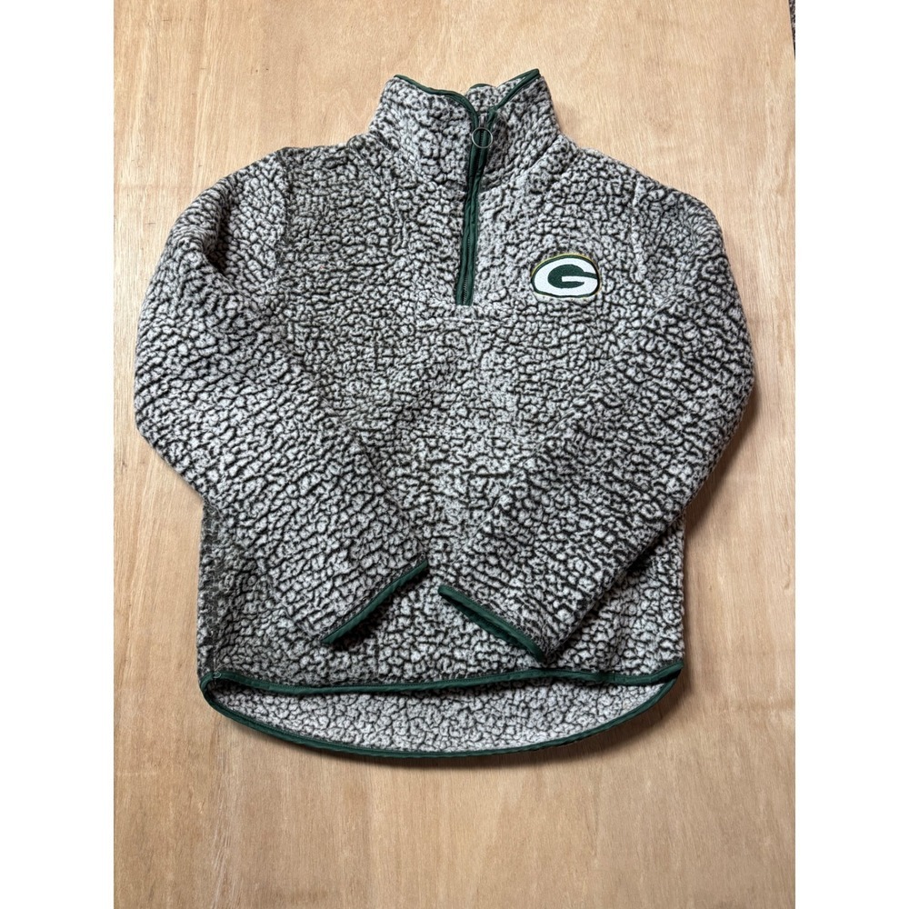 NFL Team Apparel Green Bay Packers Sherpa Quarter Zip Pullover Jacket Size S